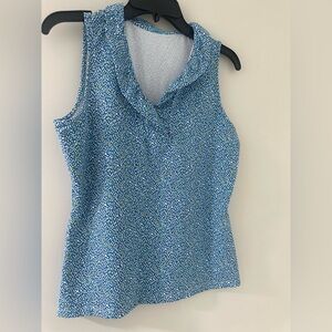 J. McLaughlin Blue Patterned Sleeveless Blouse